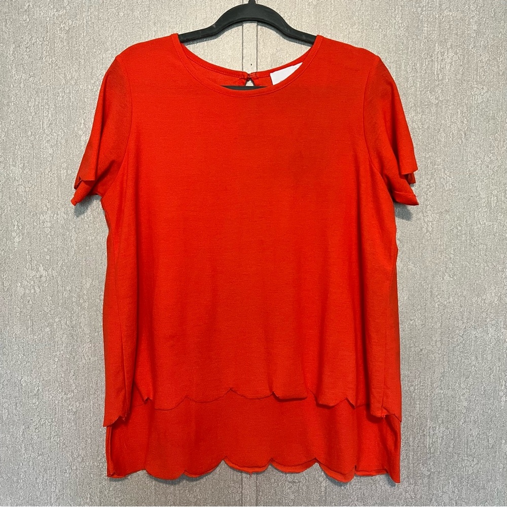 ASOS Maternity Scallop Hem Orange/Red Open Back Blouse Size 6